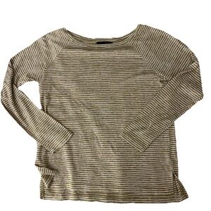 Banana Republic 3/4 Sleeve Boatneck Shirt Green White Stripe Womens Small cotton